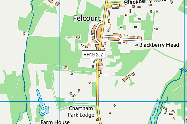 RH19 2JZ map - OS VectorMap District (Ordnance Survey)