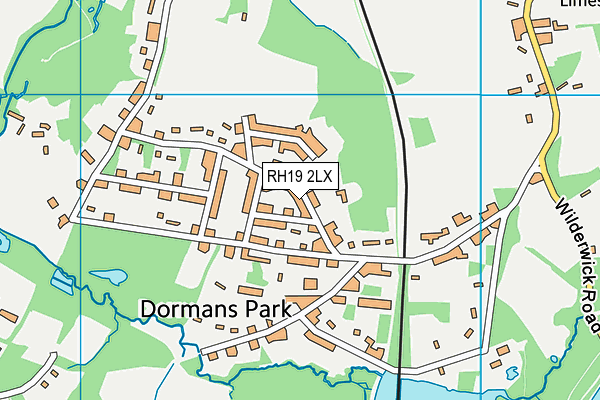 RH19 2LX map - OS VectorMap District (Ordnance Survey)