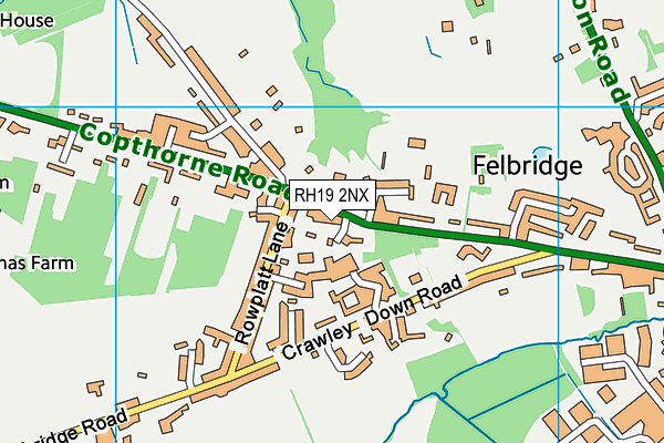 RH19 2NX map - OS VectorMap District (Ordnance Survey)