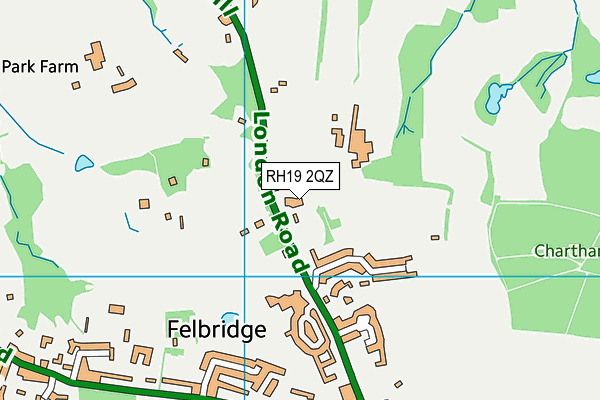 RH19 2QZ map - OS VectorMap District (Ordnance Survey)