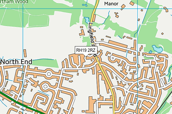 RH19 2RZ map - OS VectorMap District (Ordnance Survey)