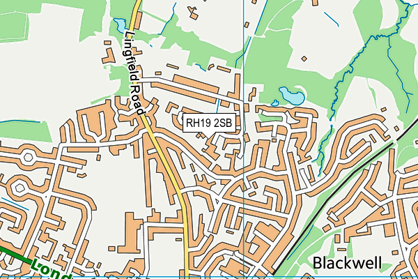 RH19 2SB map - OS VectorMap District (Ordnance Survey)