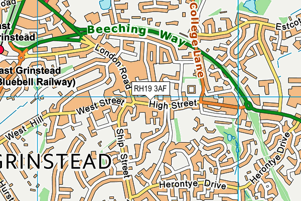 RH19 3AF map - OS VectorMap District (Ordnance Survey)