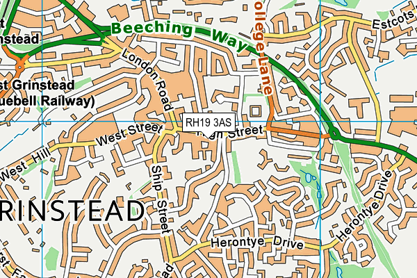 RH19 3AS map - OS VectorMap District (Ordnance Survey)