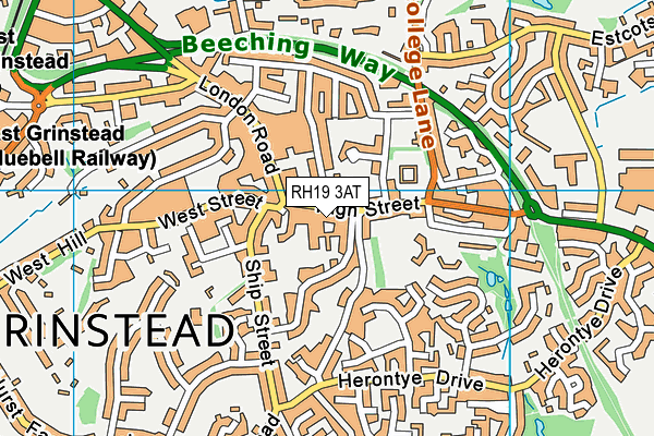RH19 3AT map - OS VectorMap District (Ordnance Survey)