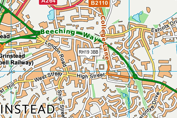 RH19 3BB map - OS VectorMap District (Ordnance Survey)