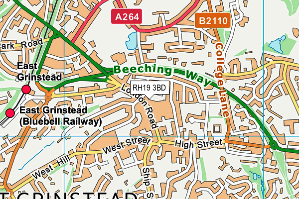 RH19 3BD map - OS VectorMap District (Ordnance Survey)