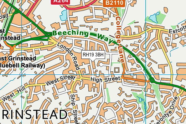 RH19 3BH map - OS VectorMap District (Ordnance Survey)