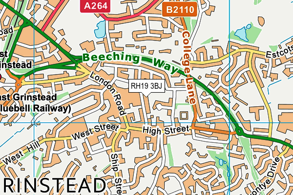 RH19 3BJ map - OS VectorMap District (Ordnance Survey)