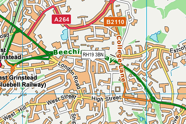 RH19 3BN map - OS VectorMap District (Ordnance Survey)