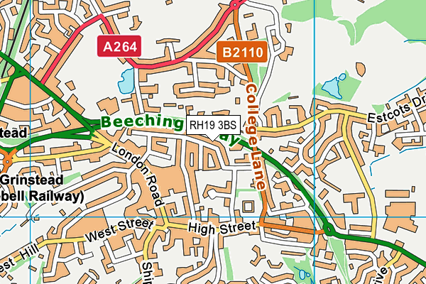 RH19 3BS map - OS VectorMap District (Ordnance Survey)