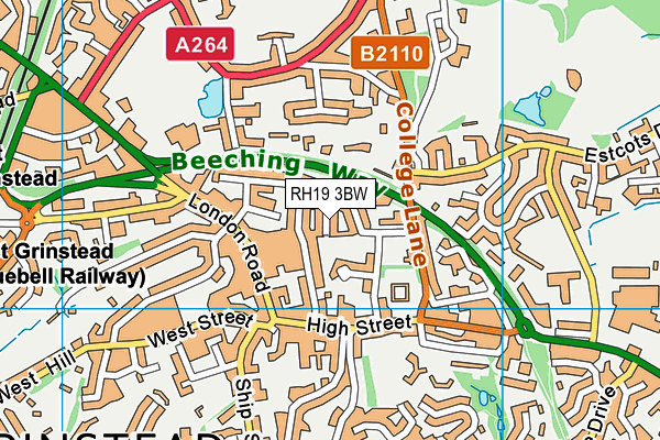 RH19 3BW map - OS VectorMap District (Ordnance Survey)
