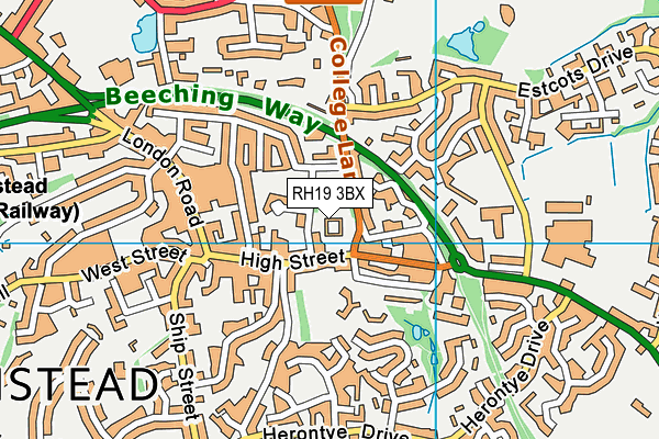 RH19 3BX map - OS VectorMap District (Ordnance Survey)