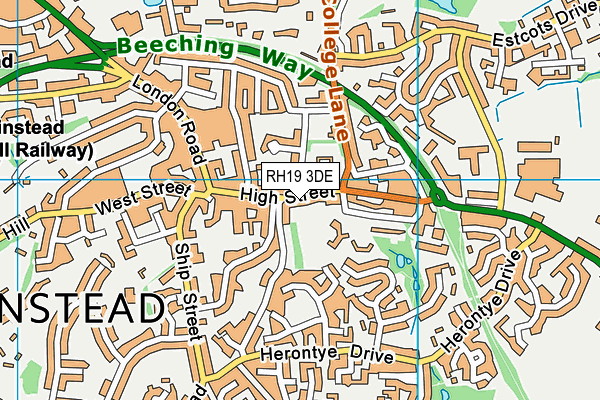 RH19 3DE map - OS VectorMap District (Ordnance Survey)