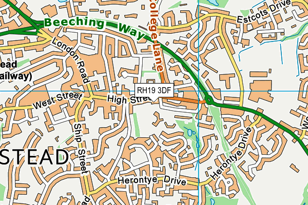 RH19 3DF map - OS VectorMap District (Ordnance Survey)