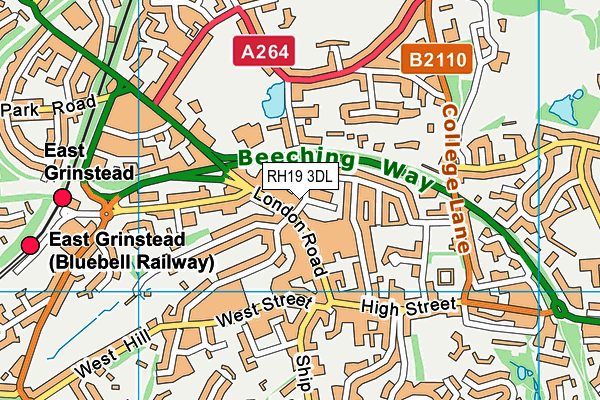 RH19 3DL map - OS VectorMap District (Ordnance Survey)