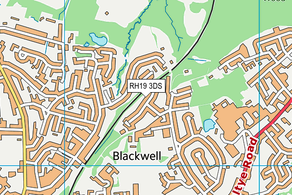 RH19 3DS map - OS VectorMap District (Ordnance Survey)