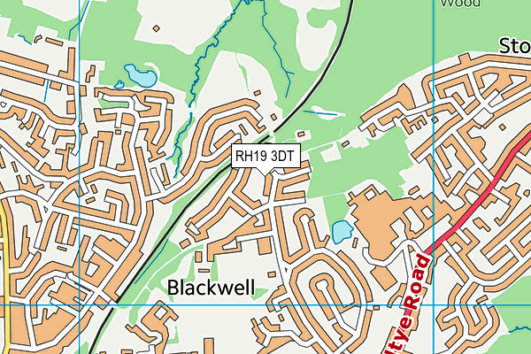 RH19 3DT map - OS VectorMap District (Ordnance Survey)