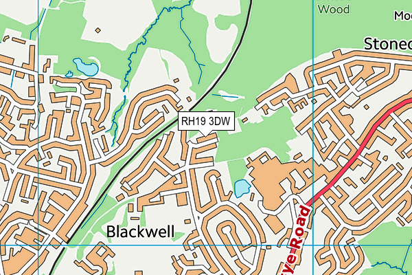 RH19 3DW map - OS VectorMap District (Ordnance Survey)