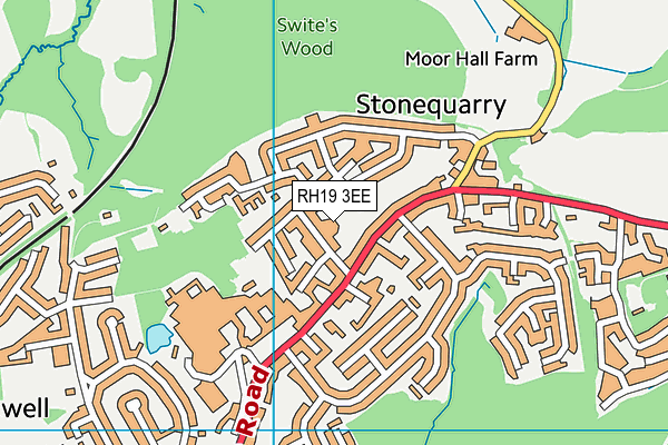 RH19 3EE map - OS VectorMap District (Ordnance Survey)