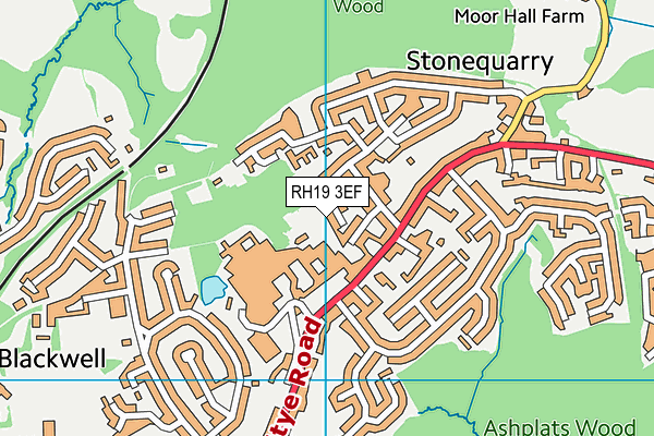 RH19 3EF map - OS VectorMap District (Ordnance Survey)