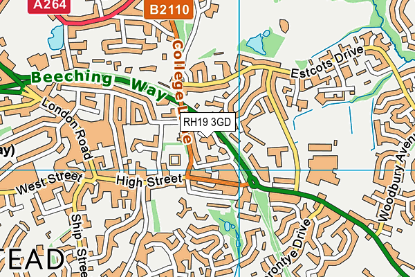 RH19 3GD map - OS VectorMap District (Ordnance Survey)