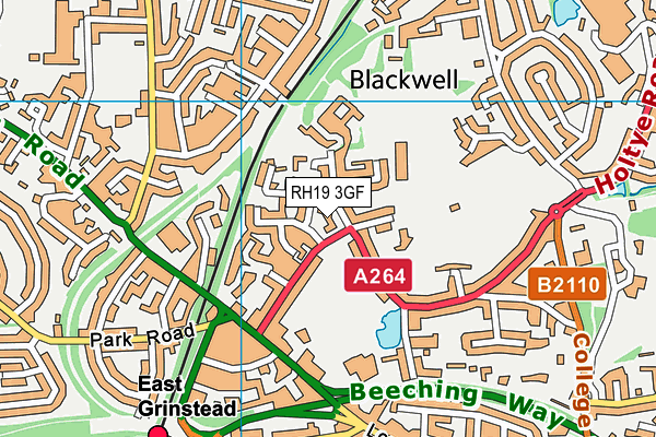 RH19 3GF map - OS VectorMap District (Ordnance Survey)