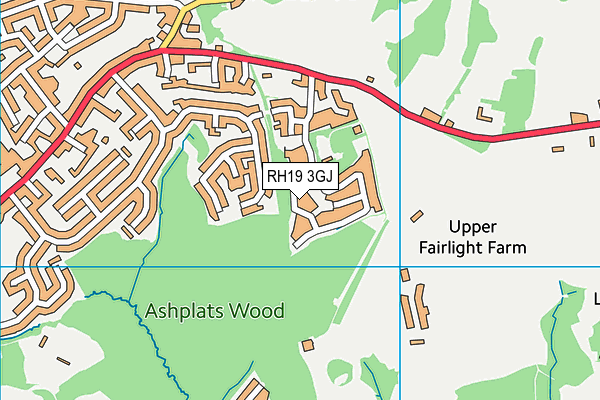 RH19 3GJ map - OS VectorMap District (Ordnance Survey)