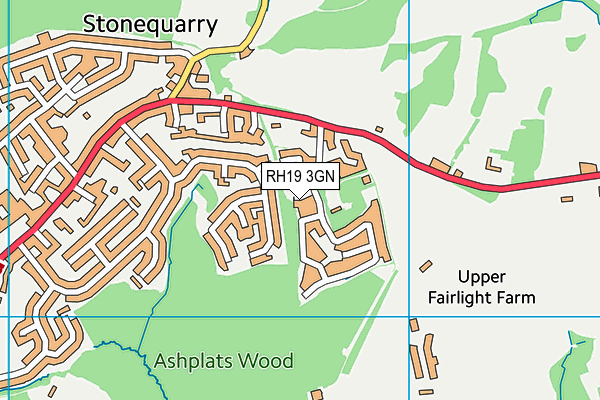 RH19 3GN map - OS VectorMap District (Ordnance Survey)