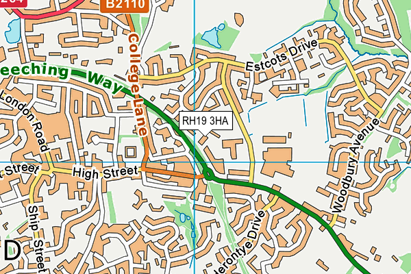 RH19 3HA map - OS VectorMap District (Ordnance Survey)