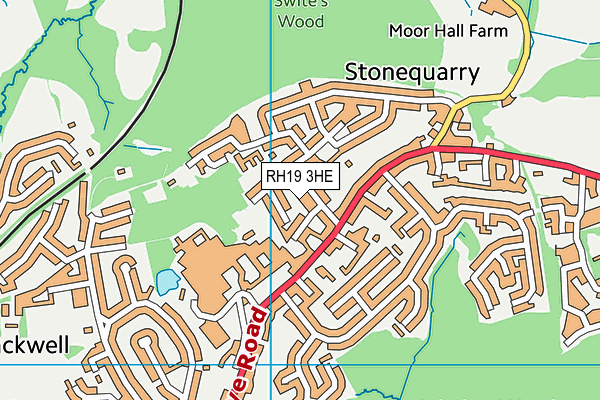 RH19 3HE map - OS VectorMap District (Ordnance Survey)