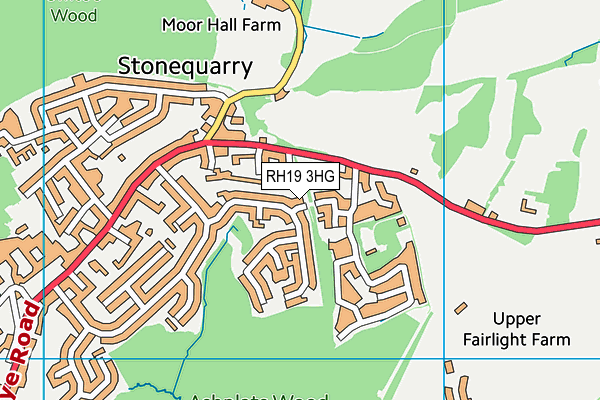 RH19 3HG map - OS VectorMap District (Ordnance Survey)