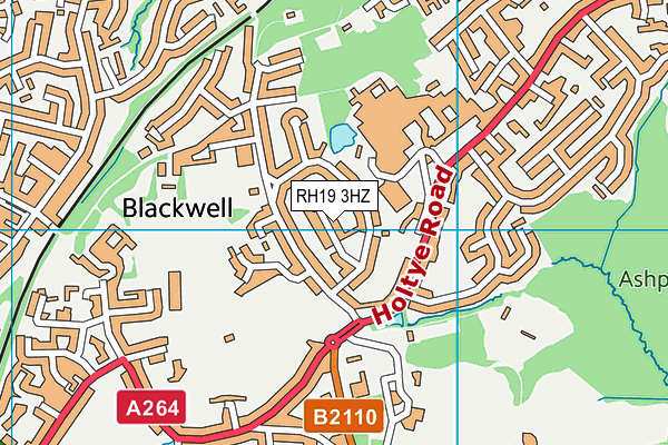 RH19 3HZ map - OS VectorMap District (Ordnance Survey)