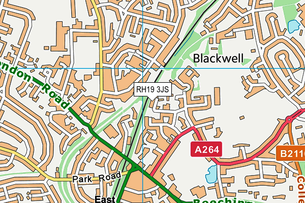 RH19 3JS map - OS VectorMap District (Ordnance Survey)