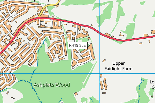 RH19 3LE map - OS VectorMap District (Ordnance Survey)