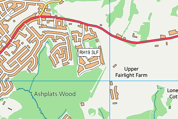 RH19 3LF map - OS VectorMap District (Ordnance Survey)