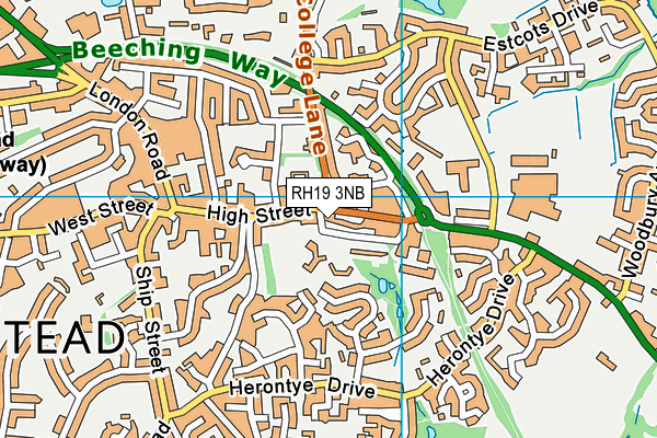 RH19 3NB map - OS VectorMap District (Ordnance Survey)