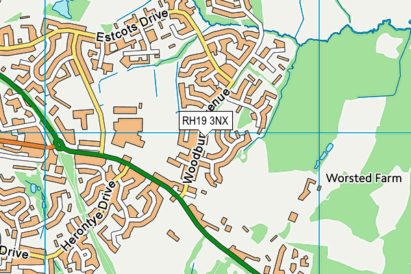 RH19 3NX map - OS VectorMap District (Ordnance Survey)