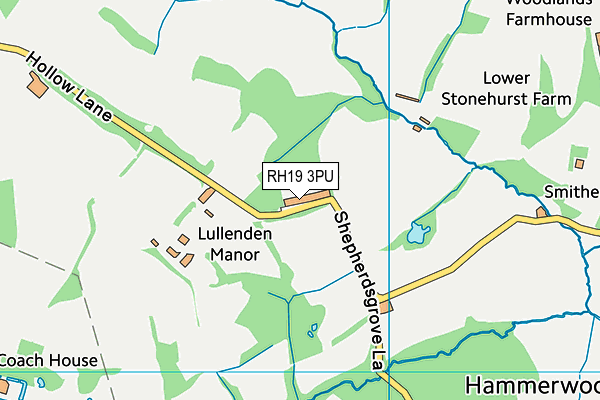 RH19 3PU map - OS VectorMap District (Ordnance Survey)