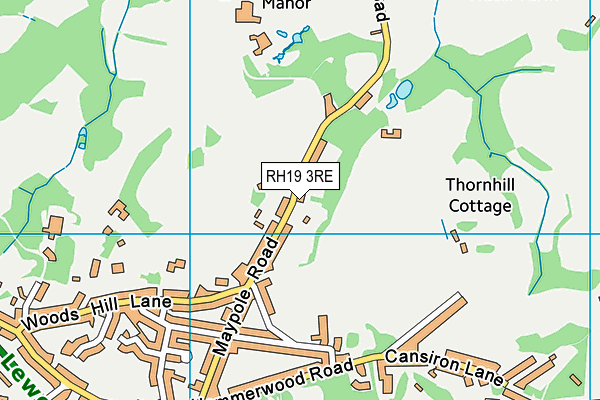 RH19 3RE map - OS VectorMap District (Ordnance Survey)