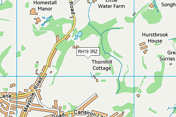 RH19 3RZ map - OS VectorMap District (Ordnance Survey)