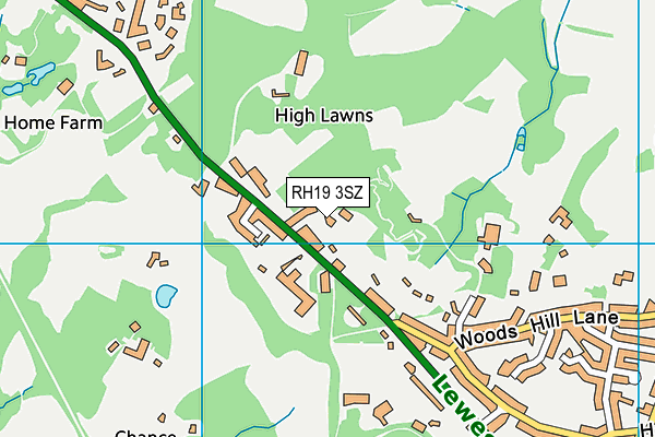 RH19 3SZ map - OS VectorMap District (Ordnance Survey)