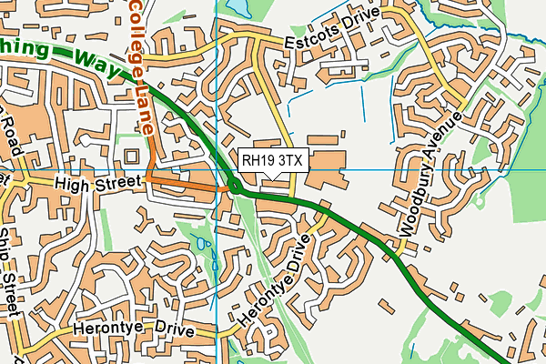 RH19 3TX map - OS VectorMap District (Ordnance Survey)