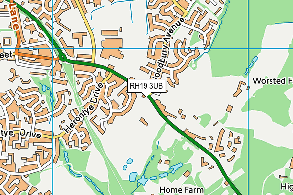 RH19 3UB map - OS VectorMap District (Ordnance Survey)