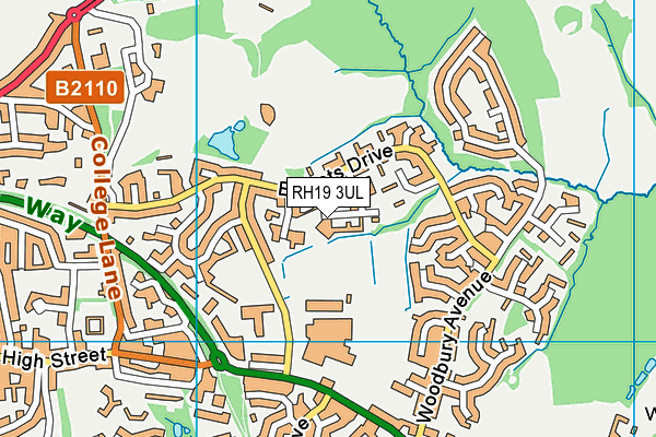 RH19 3UL map - OS VectorMap District (Ordnance Survey)