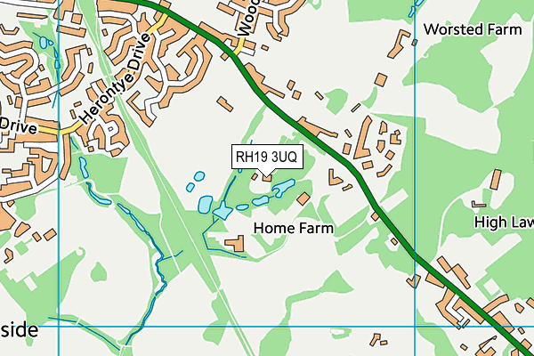 RH19 3UQ map - OS VectorMap District (Ordnance Survey)