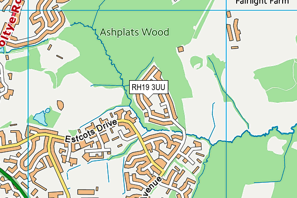 RH19 3UU map - OS VectorMap District (Ordnance Survey)