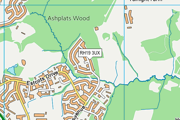 RH19 3UX map - OS VectorMap District (Ordnance Survey)