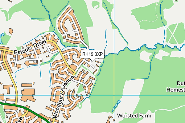 RH19 3XP map - OS VectorMap District (Ordnance Survey)