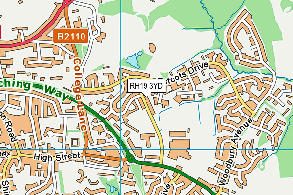 RH19 3YD map - OS VectorMap District (Ordnance Survey)
